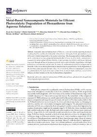 Metal-Based Nanocomposite Materials for Efficient Photocatalytic