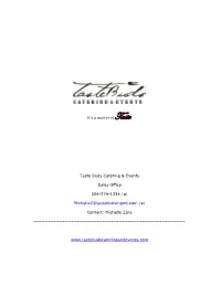 Sample Menus for Boxed Lunches, Simple Drop & Go Buffets, and Fully Catered Buffets