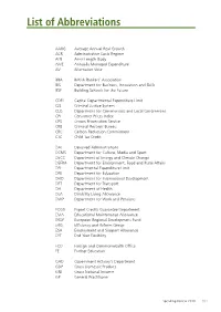 Spending Review 2010: List of Abbreviations
