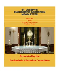 St. Joseph's Eucharistic Adoration Newsletter