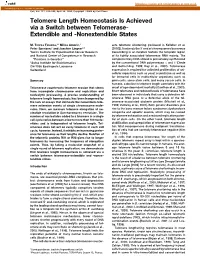 Telomere Length Homeostasis Is Achieved Via a Switch Between Telomerase- Extendible and -Nonextendible States