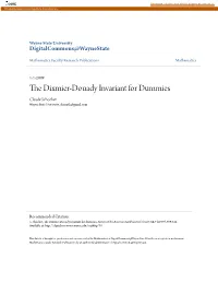 The Dixmier-Douady Invariant for Dummies Claude Schochet Wayne State University, Clsmath@Gmail.Com