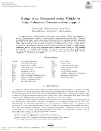 Design of an Unmanned Aerial Vehicle for Long-Endurance Communication Support