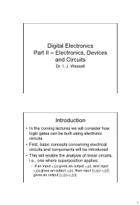 Digital Electronics Part II – Electronics, Devices and Circuits Dr
