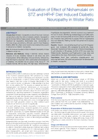 Evaluation of Effect of Nishamalaki on STZ and HFHF Diet Induced Diabetic