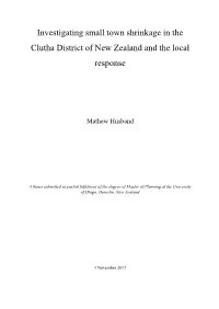 Investigating Small Town Shrinkage in the Clutha District of New Zealand and the Local Response