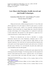 Low Observable Principles, Stealth Aircraft and Anti-Stealth Technologies