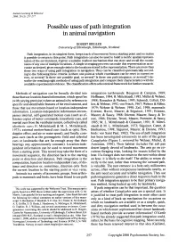 Possible Uses of Path Integration in Animal Navigation
