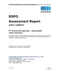 RSPO Assessment Report PUBLIC SUMMARY
