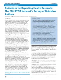 The EQUATOR Network's Survey of Guideline Authors