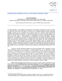 The New Paradigm: a Roadmap for an Implicit Corporate Governance