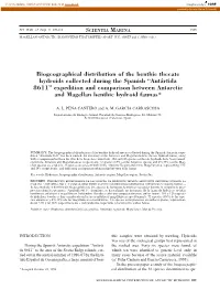 Biogeographical Distribution of the Benthic Thecate Hydroids