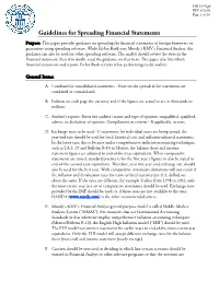 Guidelines for Spreading Financial Statements