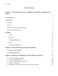 Introduction to the Cleveland State University Self Study
