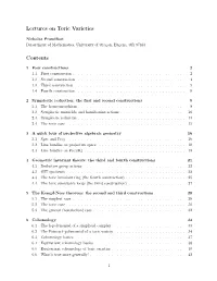 Lectures on Toric Varieties Contents