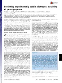Predicting Experimentally Stable Allotropes: Instability of Penta-Graphene
