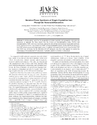 Solution-Phase Synthesis of Single-Crystalline Iron Phosphide