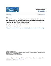 Staff Perception of Workplace Violence in the ED: Implementing Egress Education and Cue Recognition
