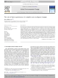 The Rule of Law in Governance of Complex Socio-Ecological Changes