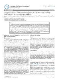 Analysis of Serum Sphingomyelin Species by Uflc-Ms/Ms in Patients