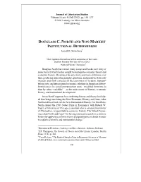 DOUGLASS C. NORTH and NON-MARXIST INSTITUTIONAL DETERMINISM Joseph R