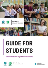 GUIDE for STUDENTS Keep Calm and Enjoy the Handbook CONTENTS