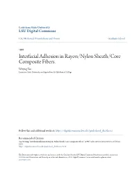 Interfacial Adhesion in Rayon/Nylon Sheath/Core Composite Fibers. Weiying Tao Louisiana State University and Agricultural & Mechanical College