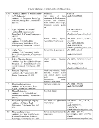List of Manufacturers in Coimbatore