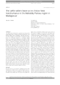 New Transhumance in the Mahafaly Plateau Region in Madagascar