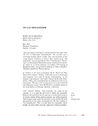 On Lay Monasticism