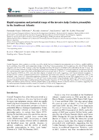 Rapid Expansion and Potential Range of the Invasive Kelp Undaria Pinnatifida in the Southwest Atlantic