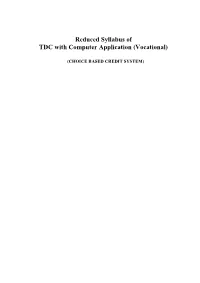 Reduced Syllabus of TDC with Computer Application (Vocational)