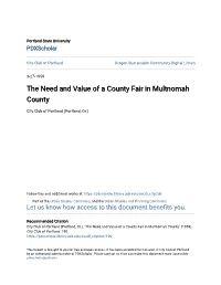 The Need and Value of a County Fair in Multnomah County