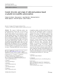 Genetic Diversity and Origin of Cultivated Potatoes Based on Plastid Microsatellite Polymorphism