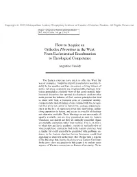 How to Acquire an Orthodox Phronêma in the West: from Ecclesiastical Enculturation to Theological Competence