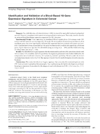 Identification and Validation of a Blood-Based 18-Gene Expression Signature in Colorectal Cancer