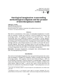 Ontological Imagination: Transcending Methodological Solipsism and the Promise of Interdisciplinary Studies