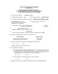 Securities and Exchange Commission Sec Form 17-A