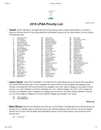 2018 LPGA Priority List SEP-05-2018