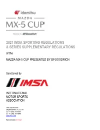 2021 IMSA SPORTING REGULATIONS and SSR MX-5