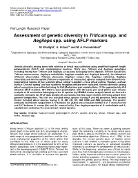 Assessment of Genetic Diversity in Triticum Spp. and Aegilops Spp