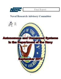 Autonomous and Unmanned Systems in the Department of the Navy