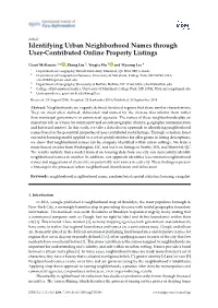 Identifying Urban Neighborhood Names Through User-Contributed Online Property Listings