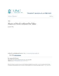 Shares of Stock Without Par Value James H