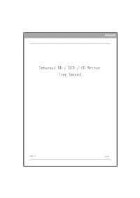 User Manual Internal BD / DVD / CD Writer