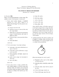 1 University of California, Berkeley Physics 7A, Section 1, Spring 2009