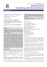Algorithm for the Therapeutic Approach to Apnea of Prematurity