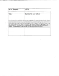 AP42 Section: Title: 9.12.1 Comments and Letters