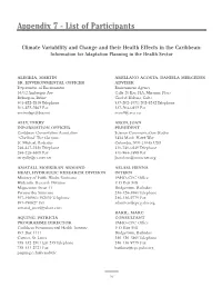 Appendix 7 - List of Participants