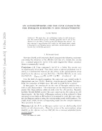 Arxiv:1908.07928V3 [Math.AG] 15 Dec 2020 Characteristic